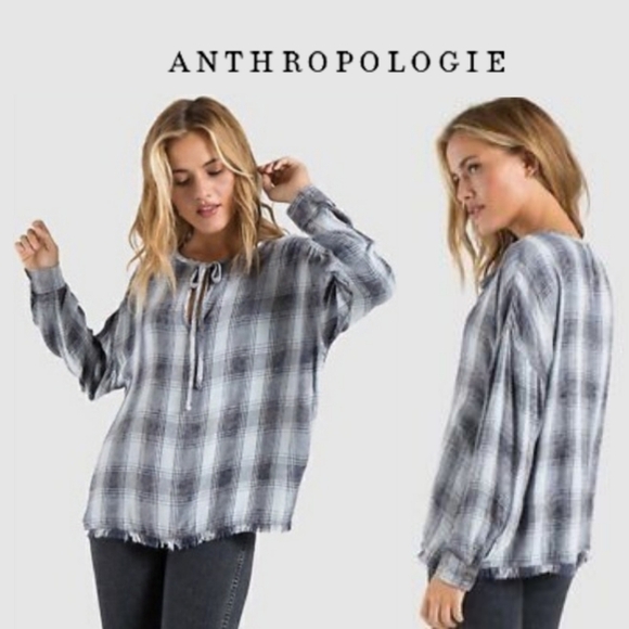NWOT Anthropolgie C&S Fray Hem Blouse - Picture 1 of 12